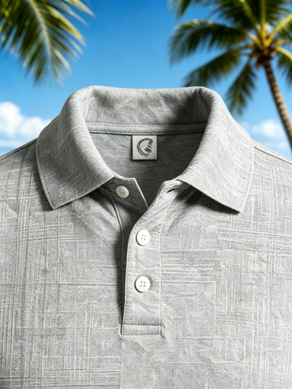 Moisture-Wicking 3D Gradient Abstract Geometric Short-Sleeve Hawaiian Golf Polo