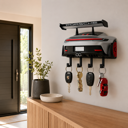 Sports Car Rear Wall Key Holder - Modern Garage Decor & Entryway Organizer For Car Lovers
