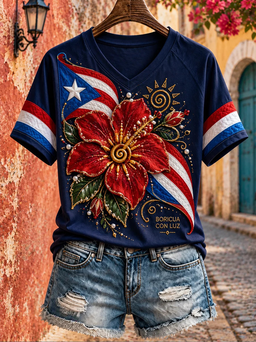Women's Puerto Rico Art Printed T-shirt