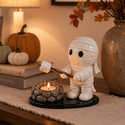Halloween Campfire Tealight Holder Collection - Cute Ghost, Mummy & Scarecrow Tabletop Decor
