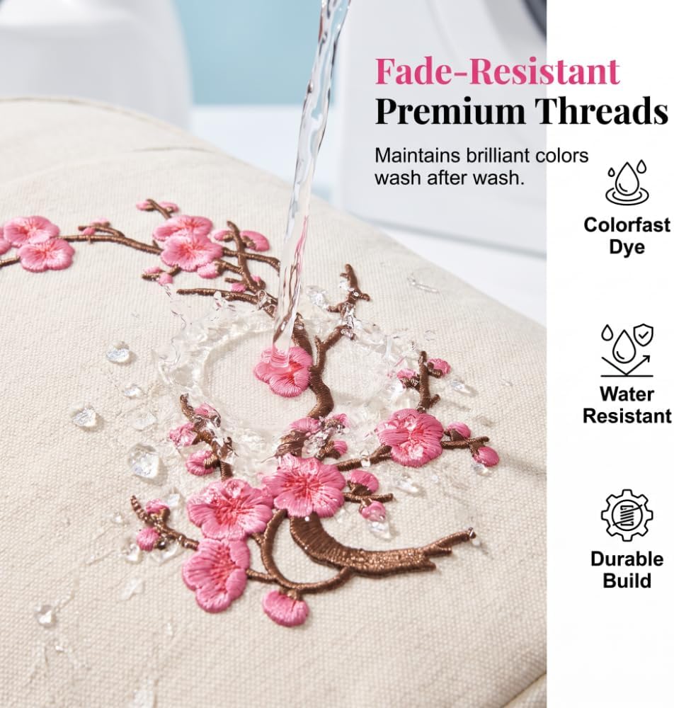 Cherry Blossom Embroidered Patch – Floral Iron-On Decoration for T-Shirts, Jackets & Bags