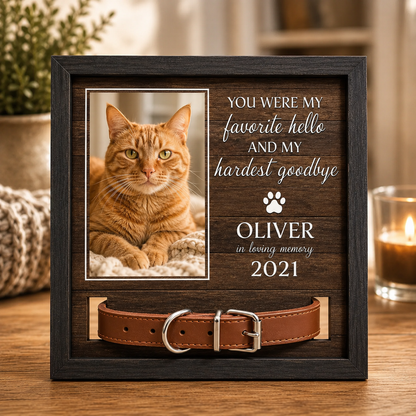 Custom Pet Memorial Collar Photo Frame – A personalized photo keepsake designed for dog and cat lovers