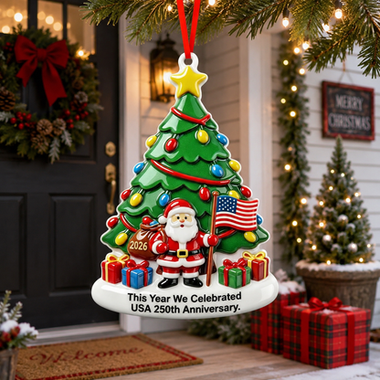 USA 250th Anniversary Christmas Ornament – Patriotic 1776–2026 Holiday Decoration