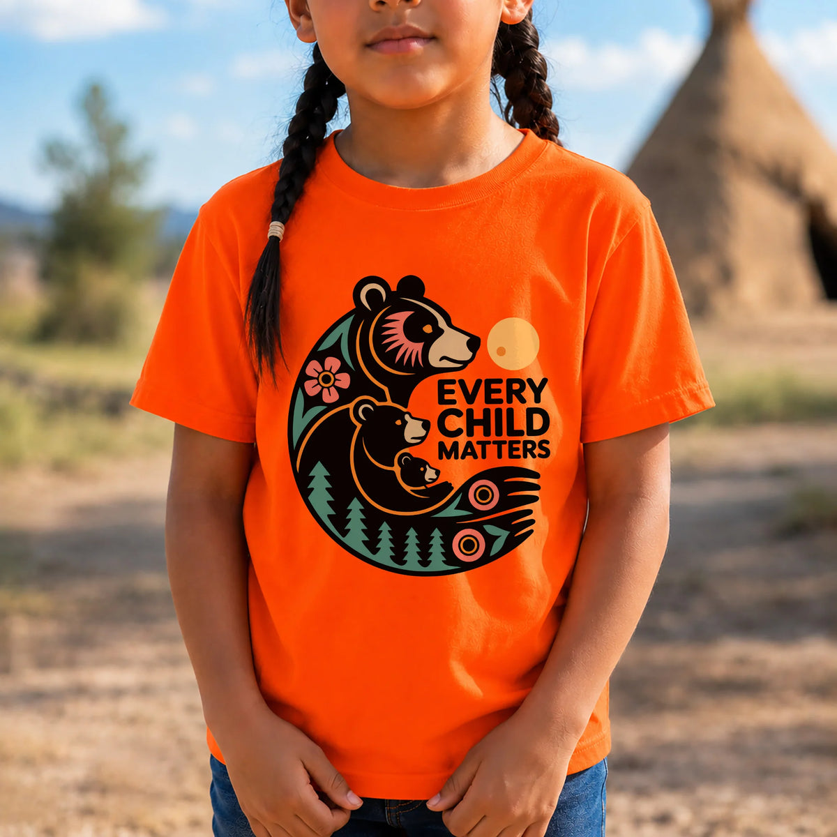 Sacred Bear Family Every Child Matters Orange Shirt Day Unisex T-shirt/Hoodie/Sweatshirt