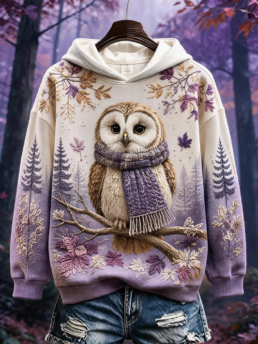 Women's Autumn Animal Print Crew Neck Long-Sleeve Hoodie