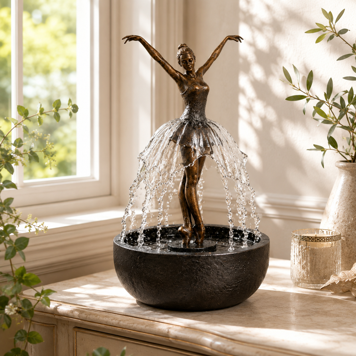 Ballerina Tabletop Water Fountain – Elegant Indoor Relaxation Decor