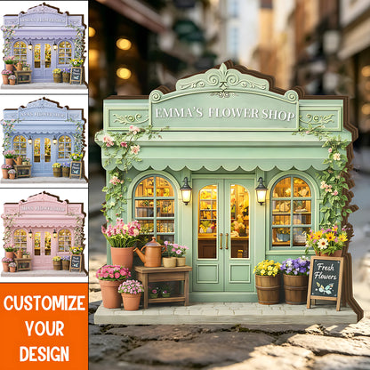 Custom Flower Shop Decor - Personalized Floral Shop Name Wooden Plaque