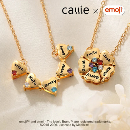 Custom Birthstone Flower Necklace - Personalized Names Gift For Mom - Forever Connected By Love