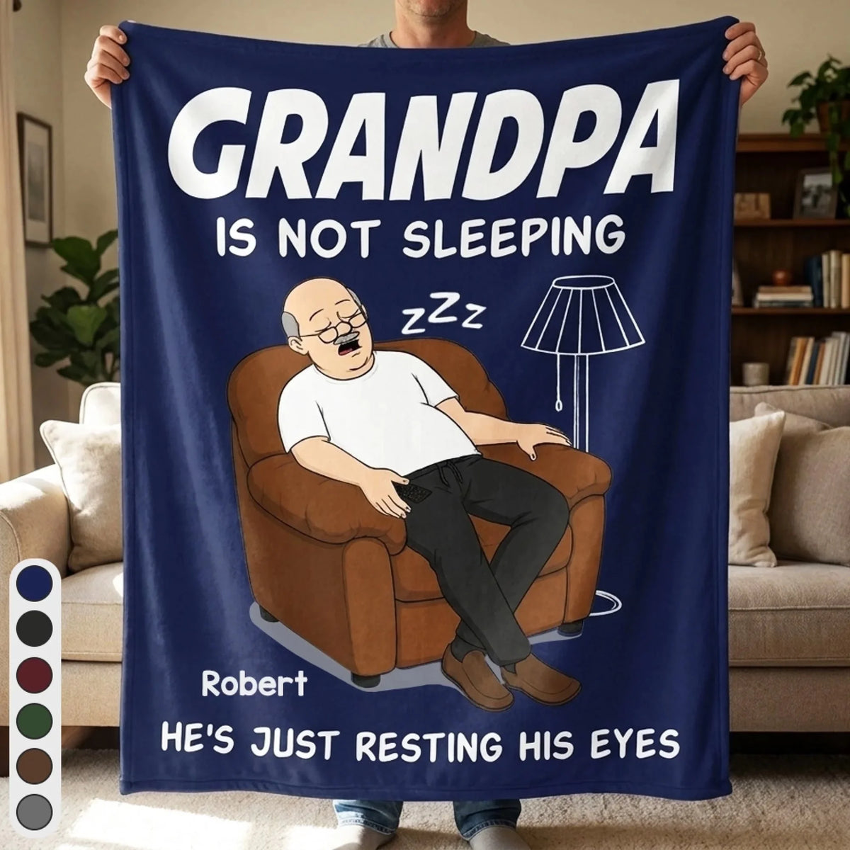 Custom Blanket - Personalized Father's Day Birthday Gifts For Dad, Grandpa - Dad’s Favorite Hobby Is Napping