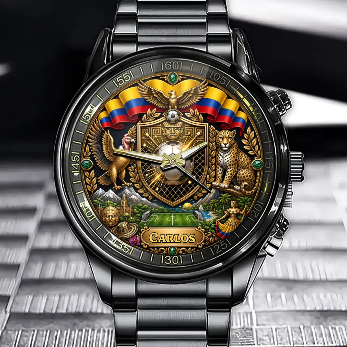 Custom Colombia Soccer Watch - Personalized Colombian Pride Gift For Football Fans