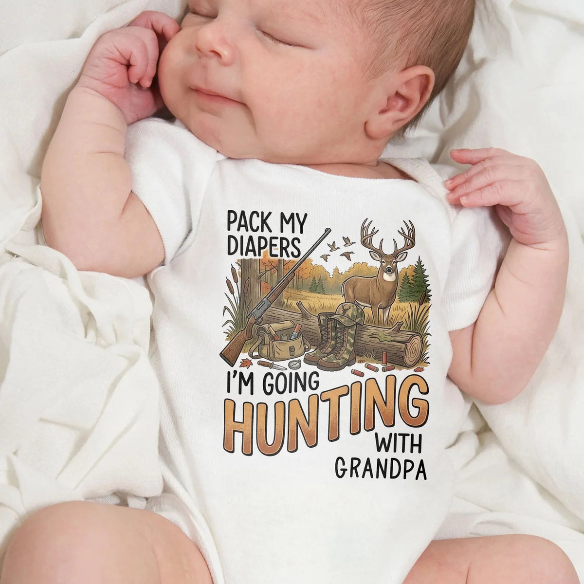 Custom Hunting Baby Bodysuit - Personalized Gifts For Hunting Families - Pack My Diapers, I’m Going Hunting