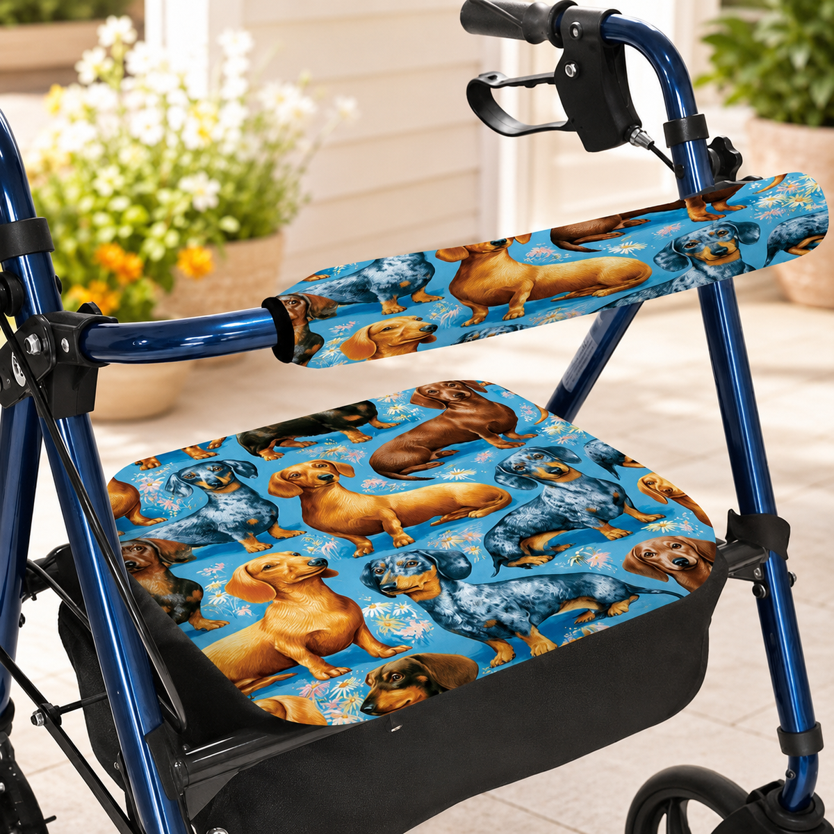 Reusable Walker Seat and Handle Cover Set – Adjustable 2D Decorative Walker Accessories