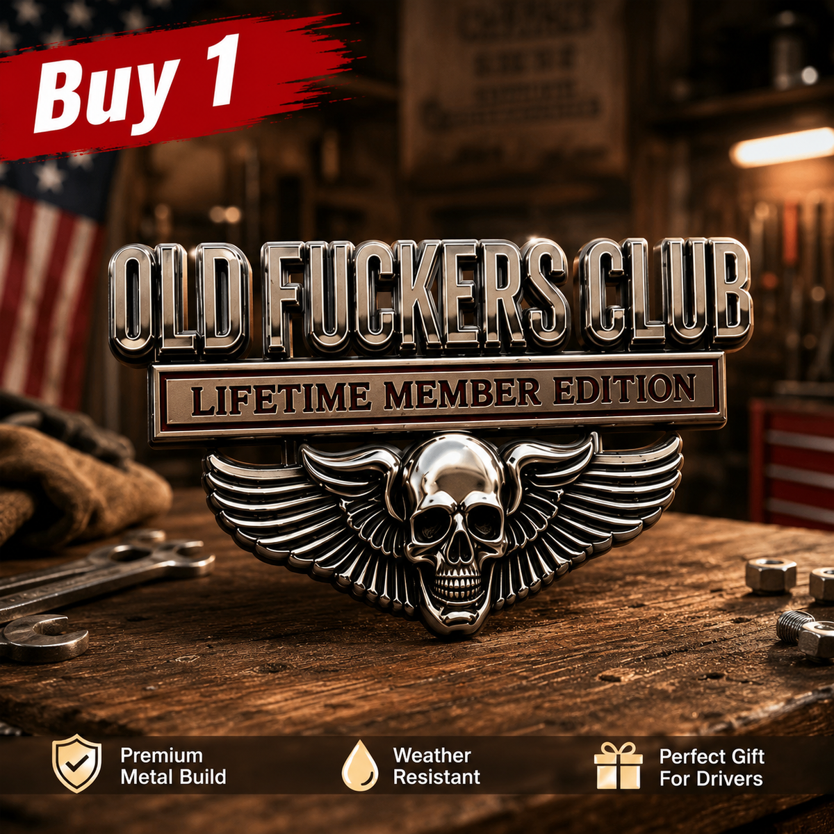 Old F*CKERS Club Metal Car Emblem