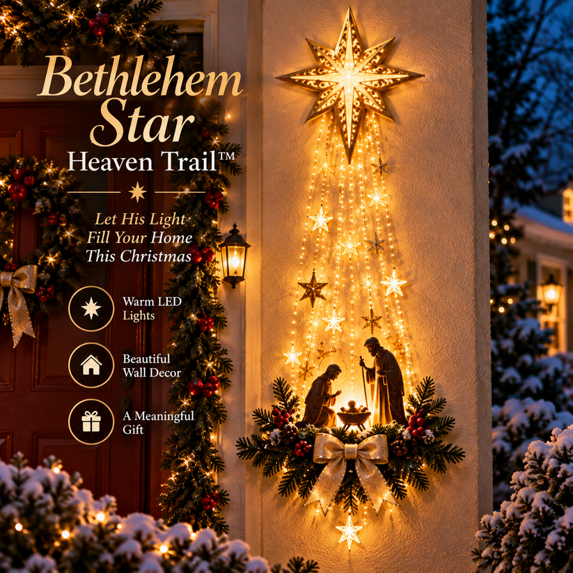 Bethlehem Star Nativity Wall Light – Glowing Christian Christmas Decor