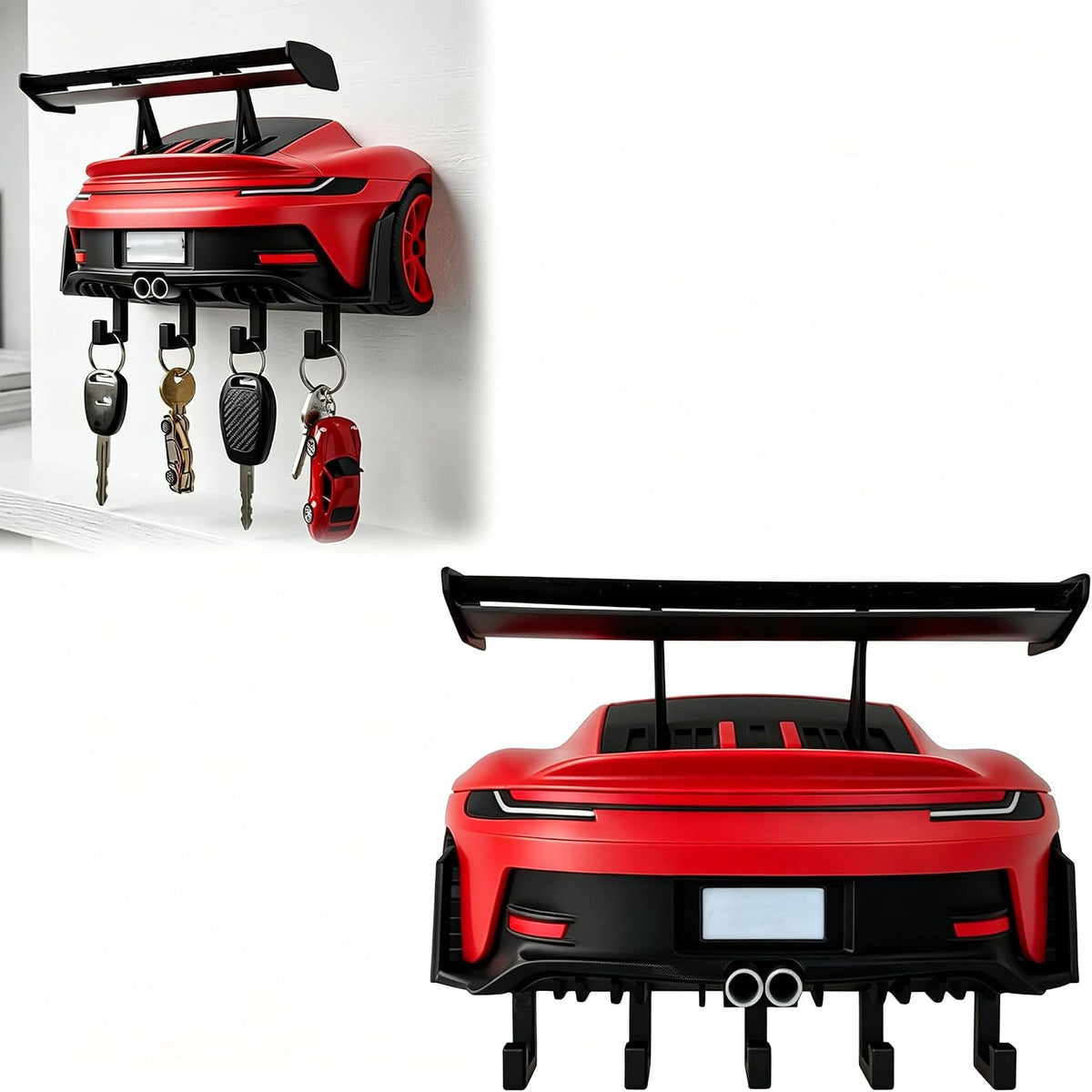 Sports Car Rear Wall Key Holder - Modern Garage Decor & Entryway Organizer For Car Lovers