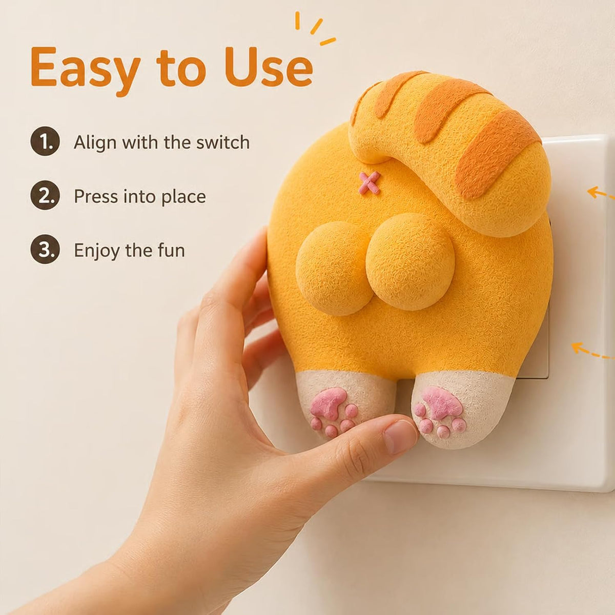 Funny Cat Butt Light Switch Cover - 3D Kitty Wall Plate Decor