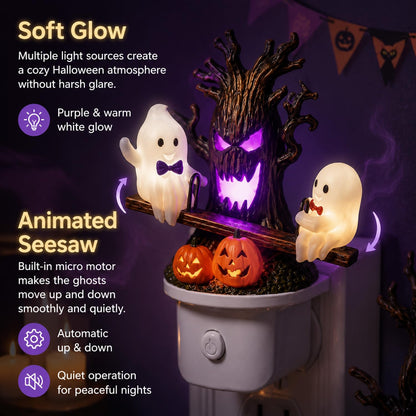 Animated Ghost Seesaw Halloween Plug-In Night Light