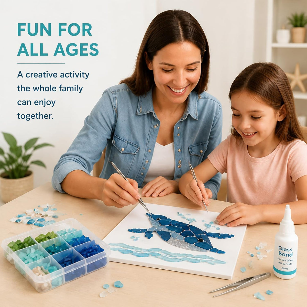 Sea Glass Mosaic Craft Kit – DIY Coastal-Style Art & Craft for Adults and Seniors