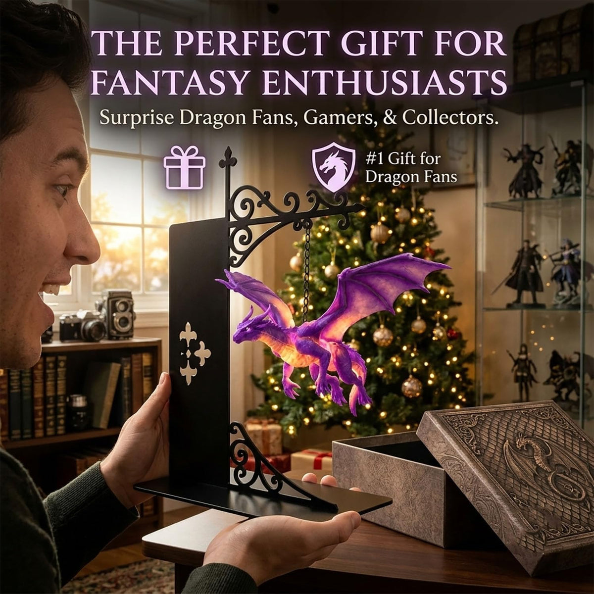 Fantasy Dragon Bookshelf Lamp - The Perfect Gift For Dragon Lovers