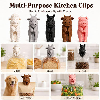 Cute Farm Animal Bag Clips - Reusable Food Sealing Clips for Snacks, Coffee & Pet Treats