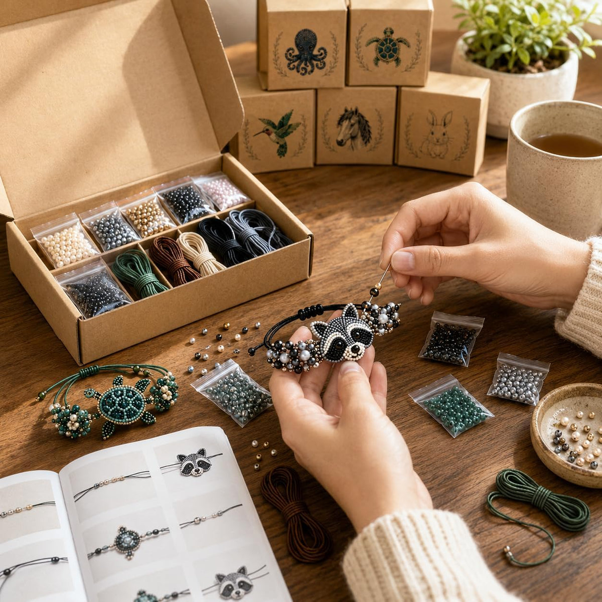 DIY Animal Beaded Bracelet Kit - Beginner-Friendly Jewelry Making Craft Set