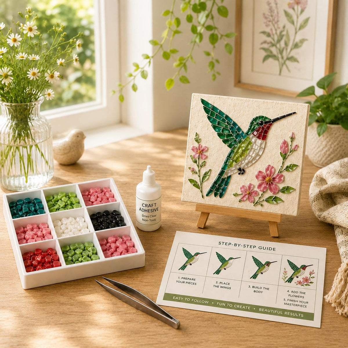 Sea Glass Mosaic Craft Kit – DIY Coastal-Style Art & Craft for Adults and Seniors
