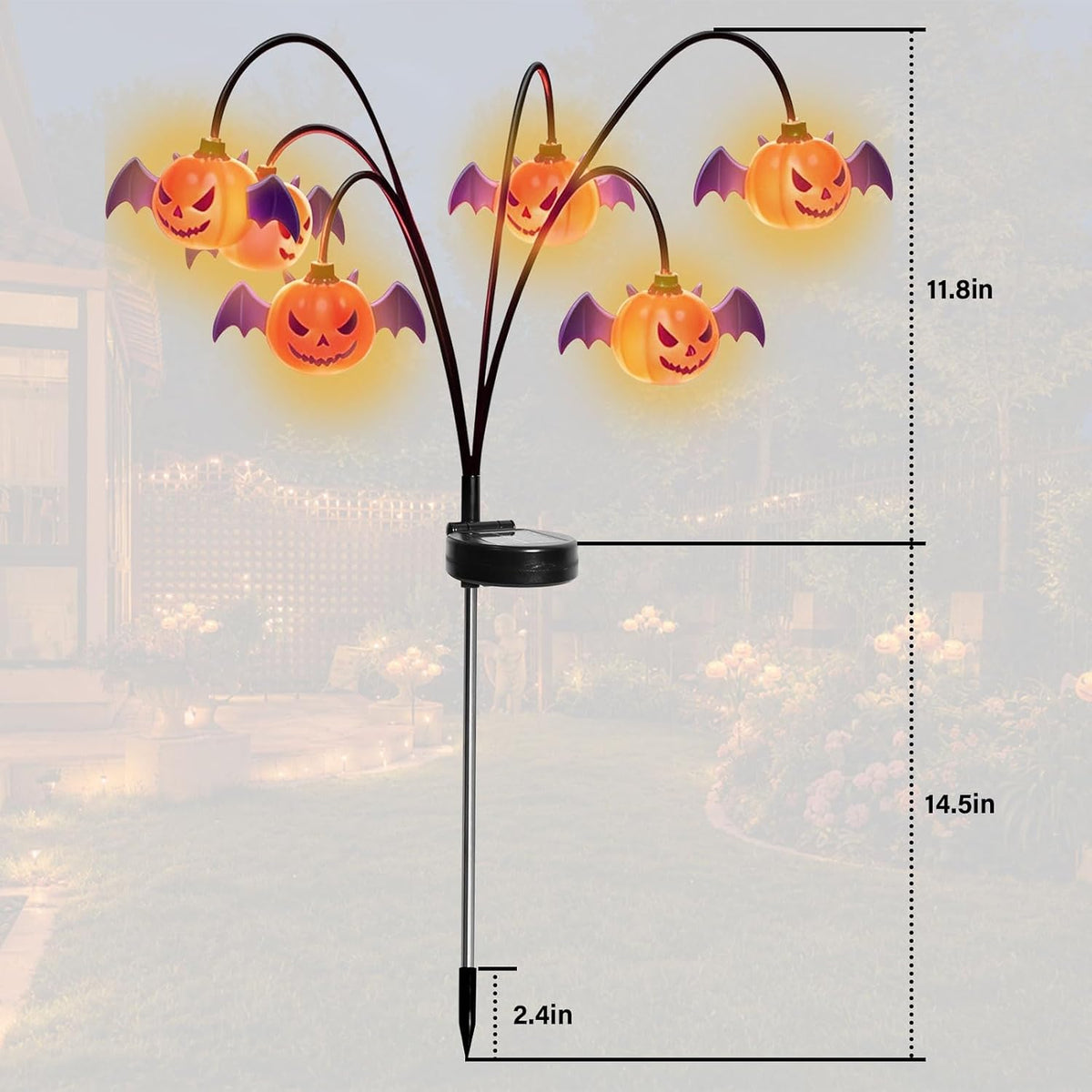 Halloween Solar-Powered Waving Pumpkin Stake Light – Solar Outdoor Garden Decorative Light