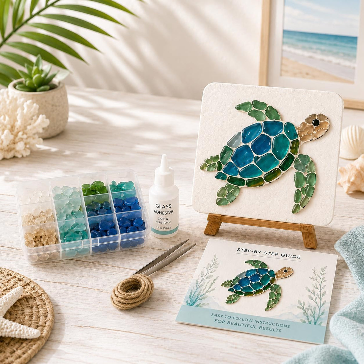 Sea Glass Mosaic Craft Kit – DIY Coastal-Style Art & Craft for Adults and Seniors