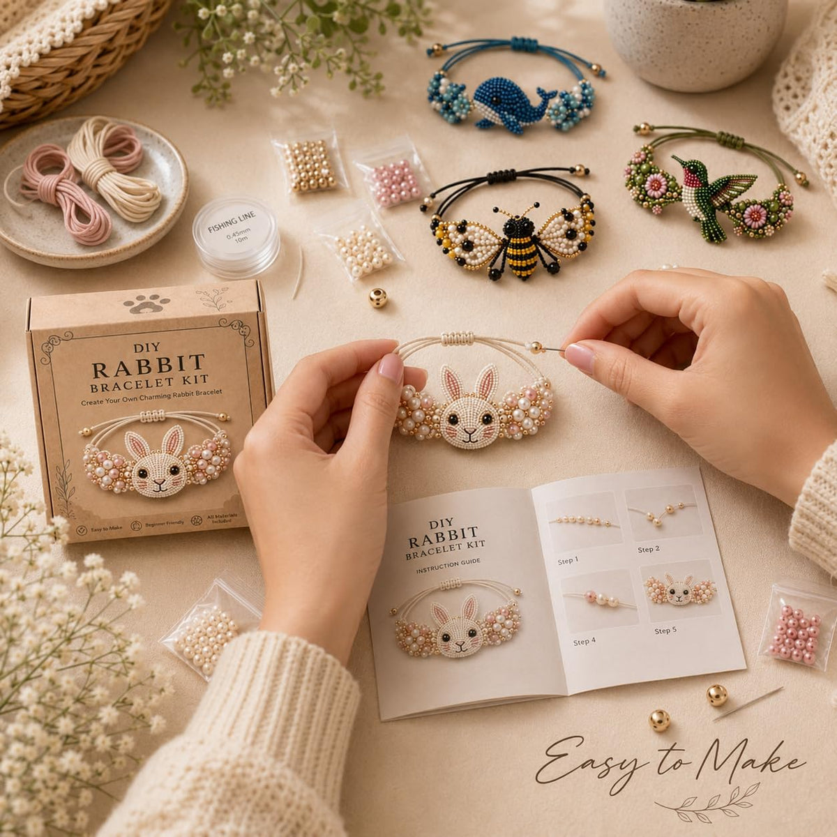 DIY Animal Beaded Bracelet Kit - Beginner-Friendly Jewelry Making Craft Set