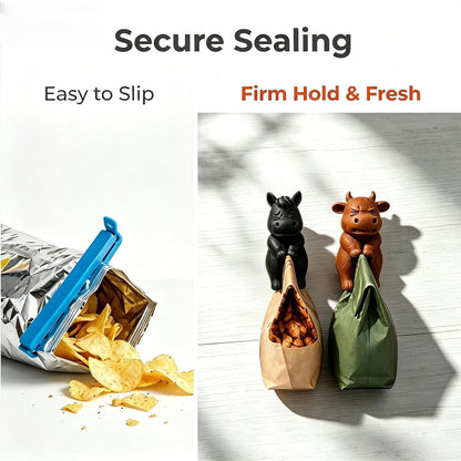 Cute Farm Animal Bag Clips - Reusable Food Sealing Clips for Snacks, Coffee & Pet Treats