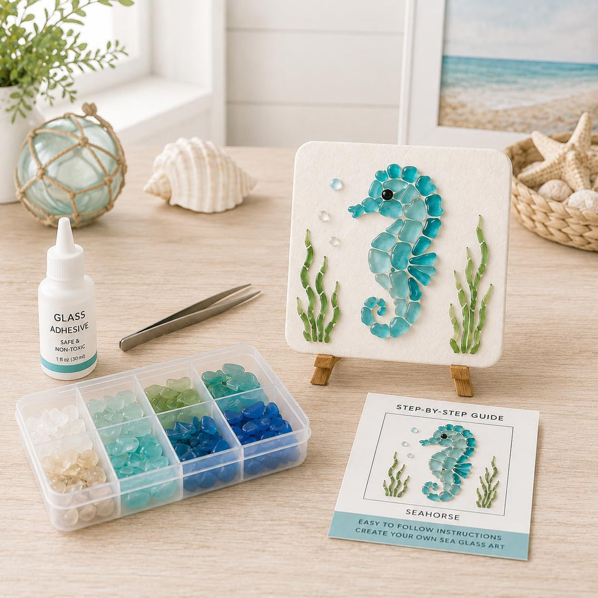 Sea Glass Mosaic Craft Kit – DIY Coastal-Style Art & Craft for Adults and Seniors