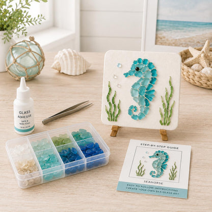 Sea Glass Mosaic Craft Kit – DIY Coastal-Style Art & Craft for Adults and Seniors