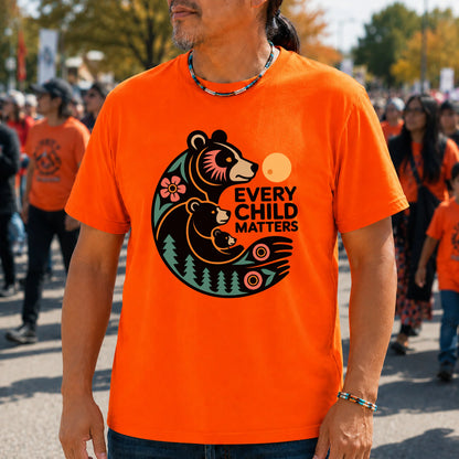 Sacred Bear Family Every Child Matters Orange Shirt Day Unisex T-shirt/Hoodie/Sweatshirt