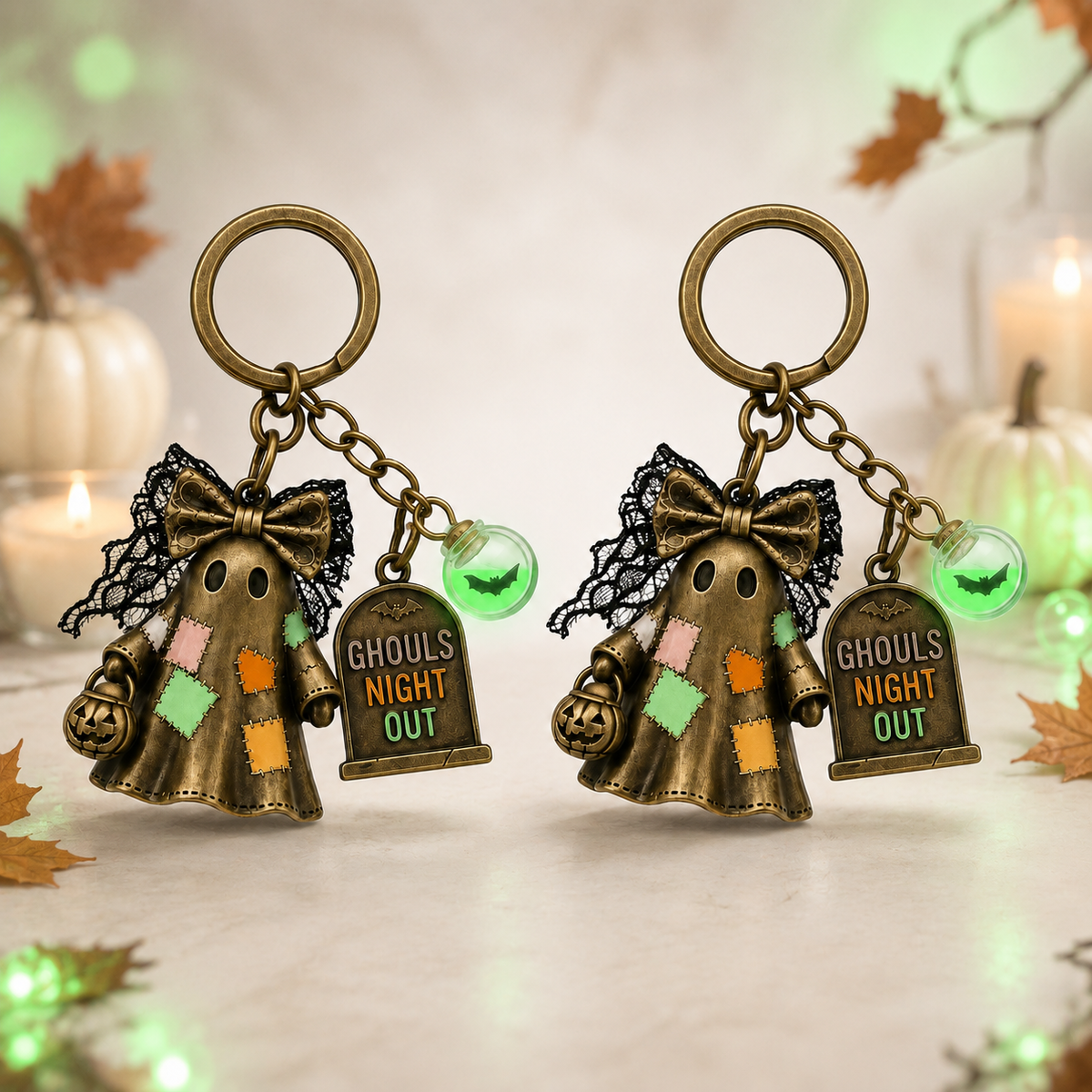 Halloween Ghost Squad Keychain - Cute Spooky Ghost Charm For Keys, Bags & Backpacks