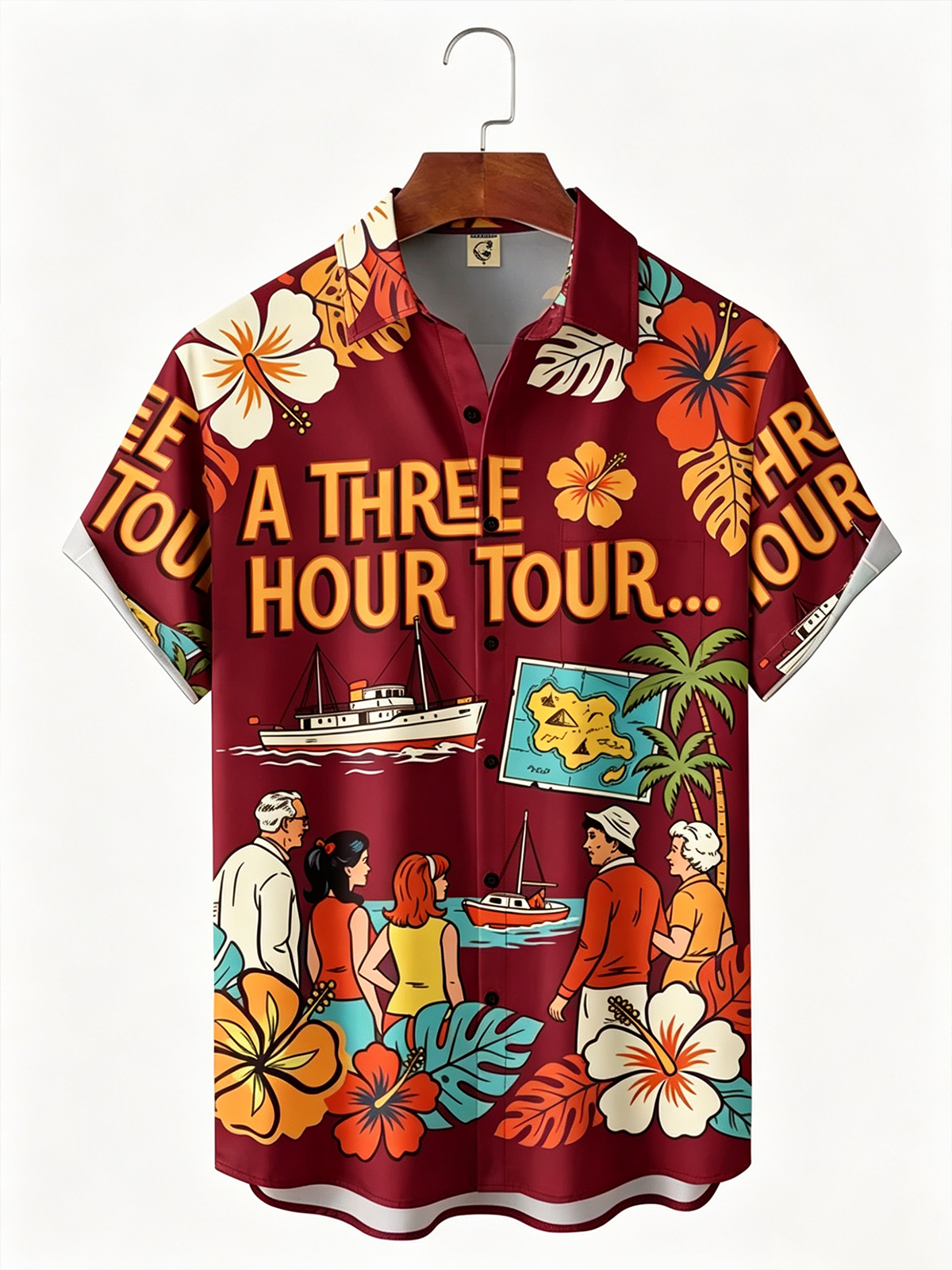 Moisture-Wicking Tropical Floral Chest Pocket Holiday Hawaiian Shirt