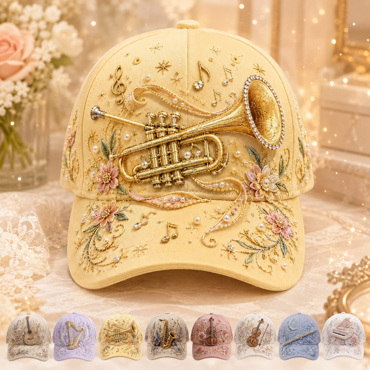 3D Music Lover Baseball Cap - Raised Piano Design Hat For Musicians, Music Teachers & Music Lovers Gift