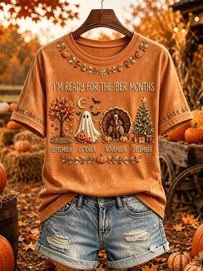 Women's I'm Ready For The 'ber Months Print Short-sleeved T-shirt