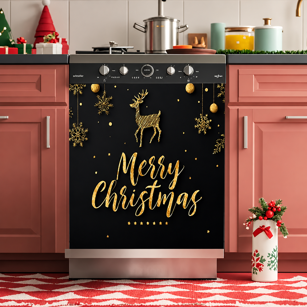 Reusable Christmas-Themed Dishwasher Decal – Festive 2D Printed Kitchen Decor