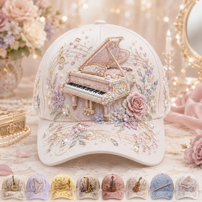 3D Music Lover Baseball Cap - Raised Piano Design Hat For Musicians, Music Teachers & Music Lovers Gift