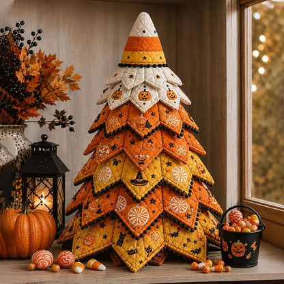 DIY Gothic Halloween Quilted Fabric Tree Kit – Layered Rose & Skull Tabletop Decoration