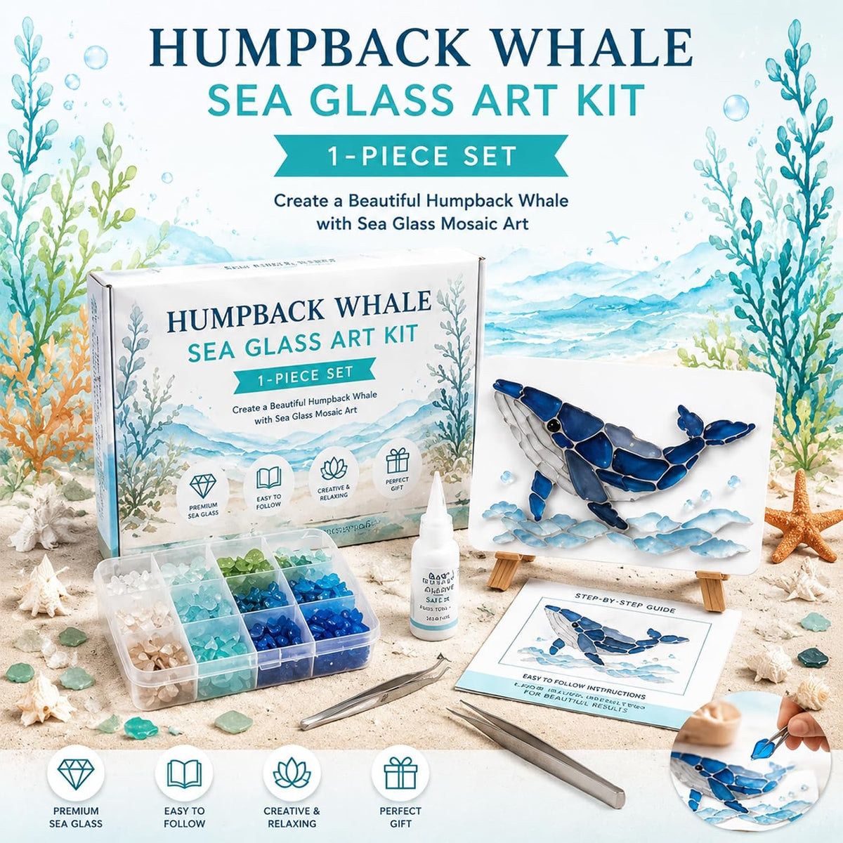 Sea Glass Mosaic Craft Kit – DIY Coastal-Style Art & Craft for Adults and Seniors