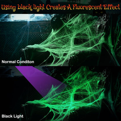 Stretchable Halloween Spider Web Set—Indoor and Outdoor Spider Web Decorations
