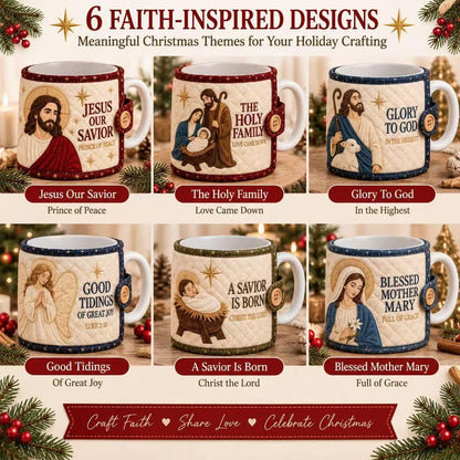 Christian Quilted Mug Cozy DIY Kit – Faith-Inspired Christmas Sewing Gift