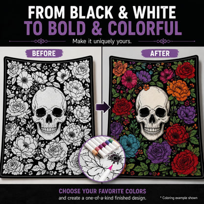DIY Halloween Coloring Blanket with 24 Markers – Washable Creative Activity for Kids & Adults