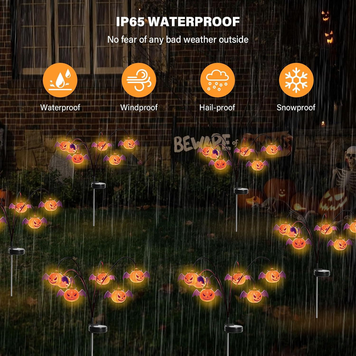 Halloween Solar-Powered Waving Pumpkin Stake Light – Solar Outdoor Garden Decorative Light