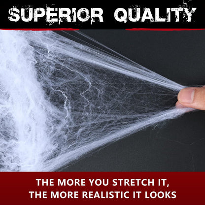 Stretchable Halloween Spider Web Set—Indoor and Outdoor Spider Web Decorations