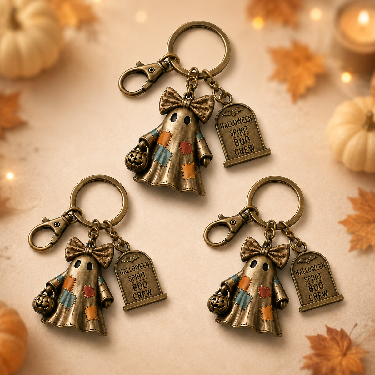 Halloween Ghost Squad Keychain - Cute Spooky Ghost Charm For Keys, Bags & Backpacks