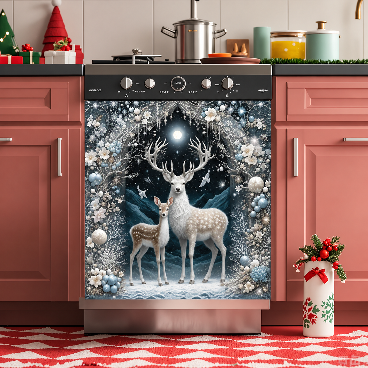 Reusable Christmas-Themed Dishwasher Decal – Festive 2D Printed Kitchen Decor