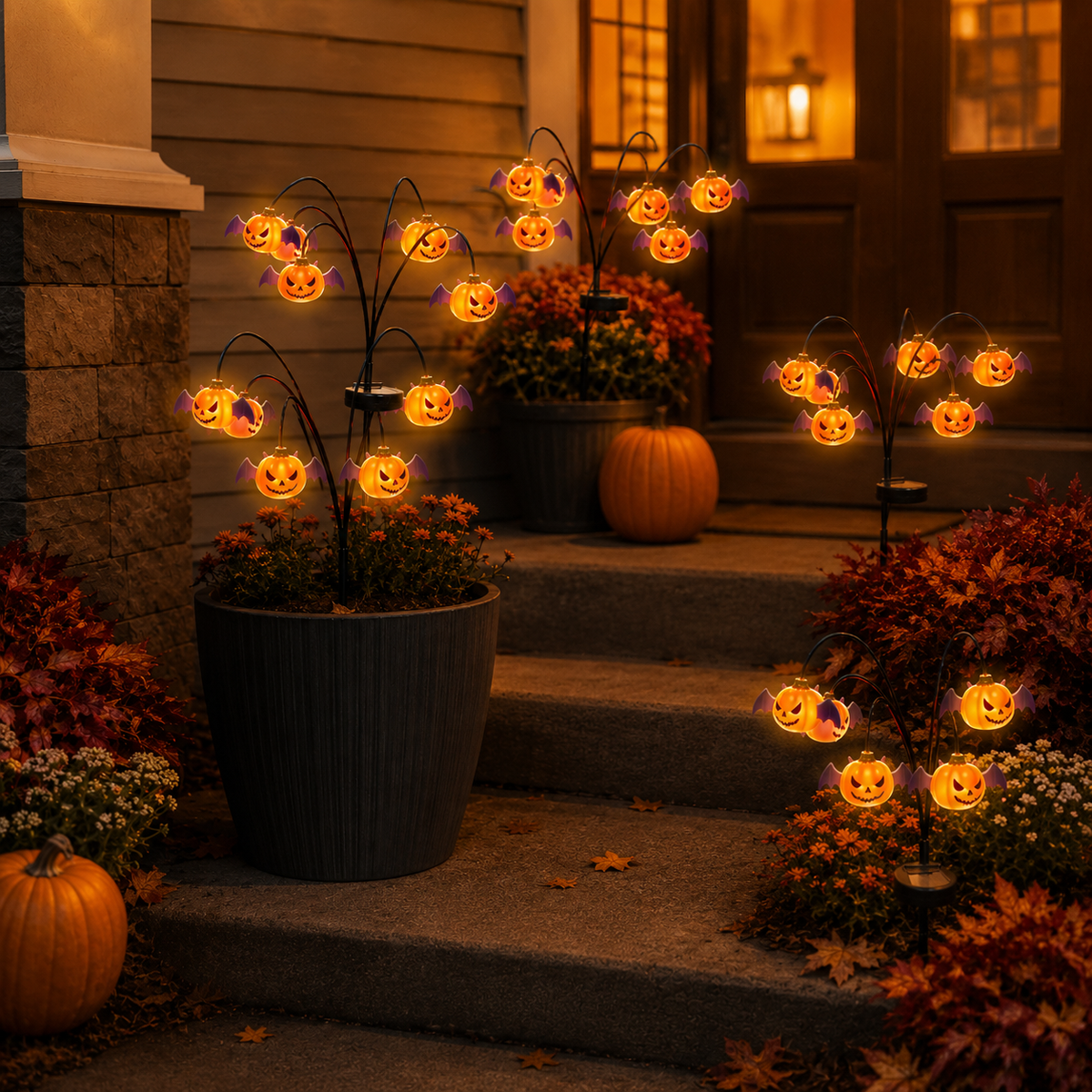 Halloween Solar-Powered Waving Pumpkin Stake Light – Solar Outdoor Garden Decorative Light