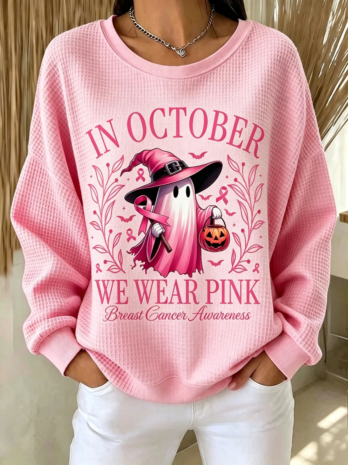 Women's Breast Cancer Print Sweatshirt